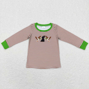 BT0419 kids clothes boys mallard duck embroidery boy winter top shirt