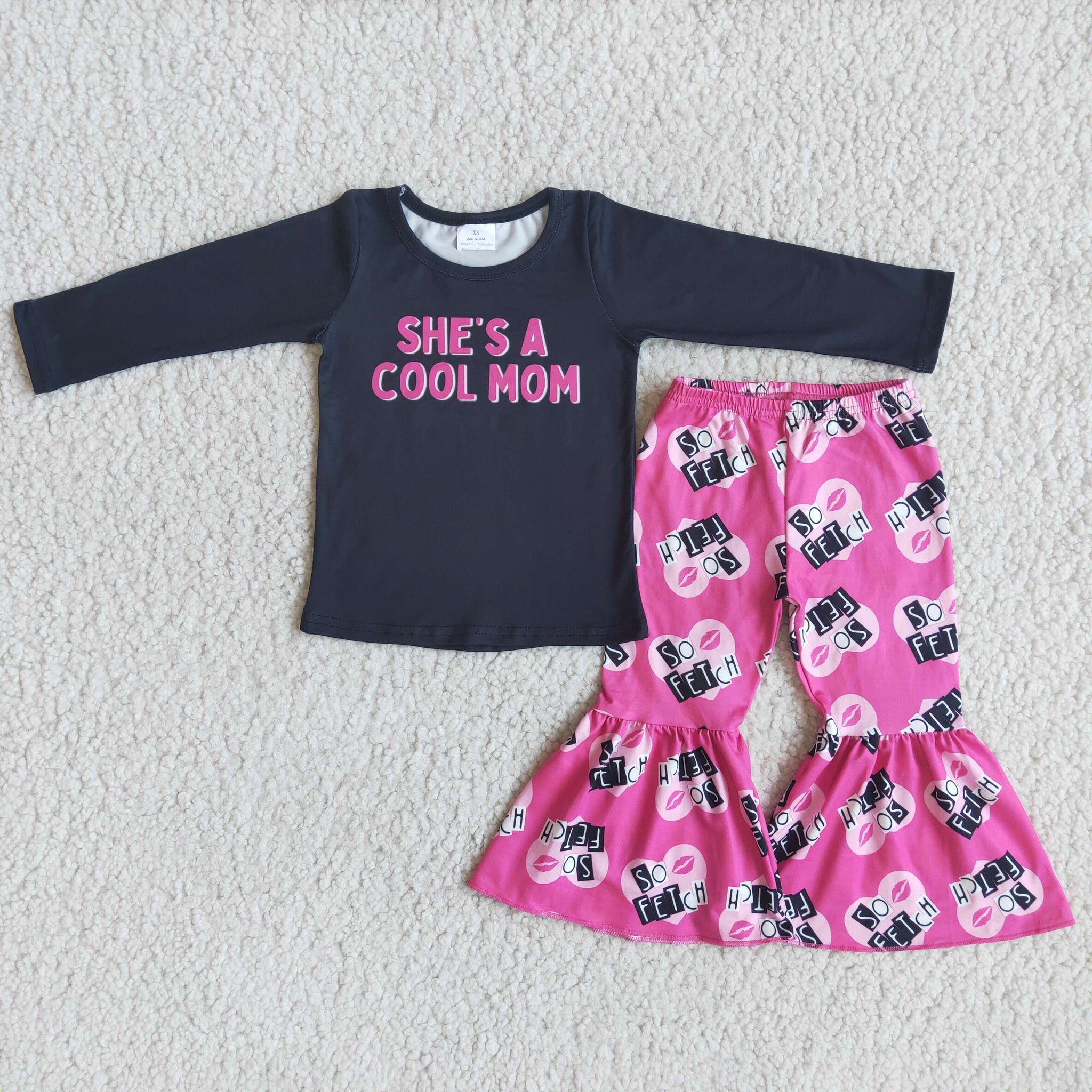 6 B1-32 toddler girl clothes cool mom black bells set winter outfit--promotion 2024.12.28 $2.99