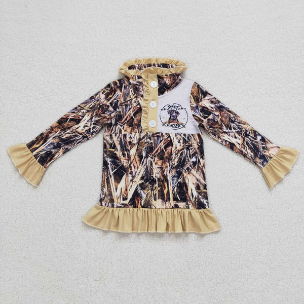 GT0313 toddler girl clothes dog camo hunting girl winter zipper top