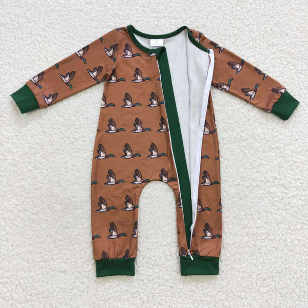 LR0524 baby girl clothes mallard duck zipper winter romper