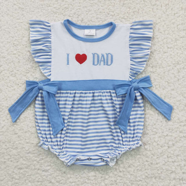 SR0235 RTS baby girl clothes embroidery i love dad father's day bubble