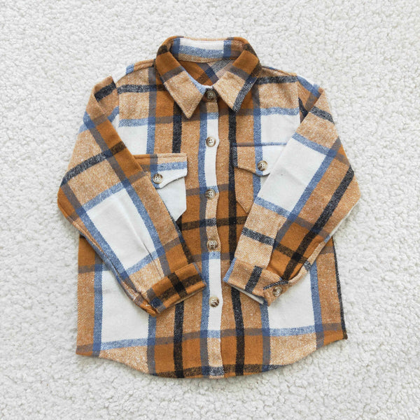 BT0189 toddler clothes yellow plaid shirt