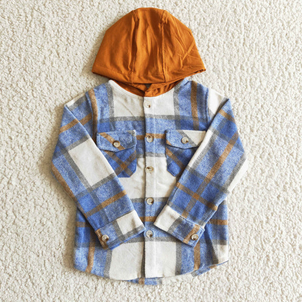 BT0208 baby boy clothes green plaid hoodies shirt
