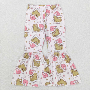 P0312 RTS toddler girl clothes christmas bell bottom flare pant