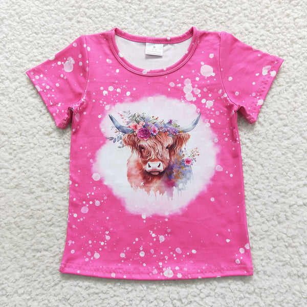 GT0212 baby girl clothes pink cow girl summer tshirt