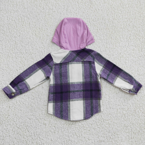 GT0150 toddler girl clothes purple paid hoodies shirt coat