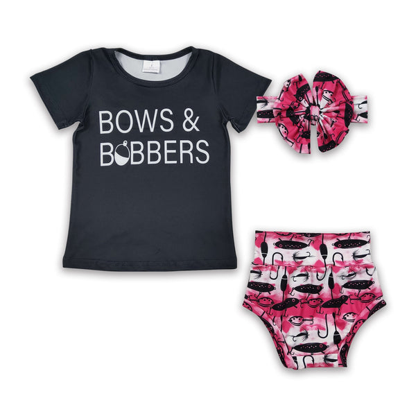 GBO0072 baby girl clothes bows with  bommers set-promotion 2025.6.21 $5.5