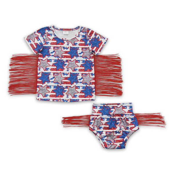 GBO0082 baby clothes 4th of july summer bummies set