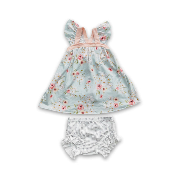 GBO0115 toddler girl clothes spring summer floral shorts set
