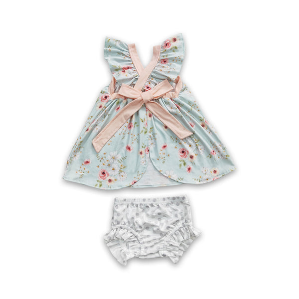 GBO0115 toddler girl clothes spring summer floral shorts set
