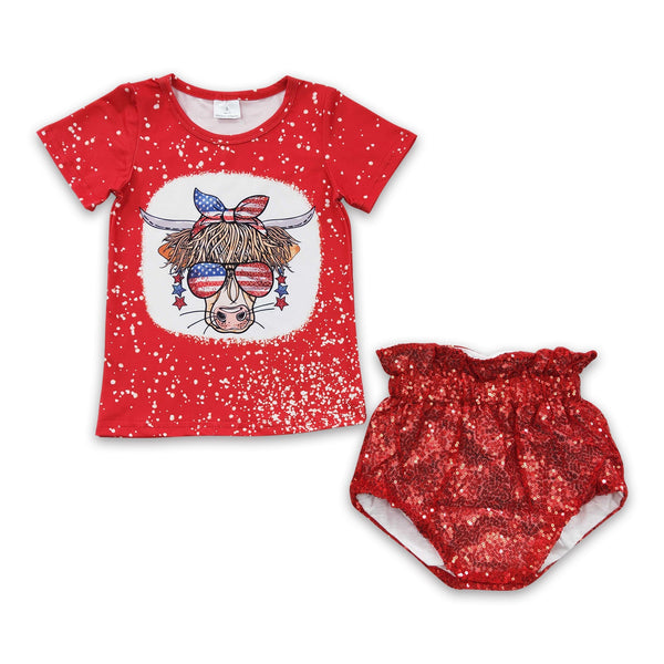 GBO0124 baby clothes 4th of july patriotic summer bummies set