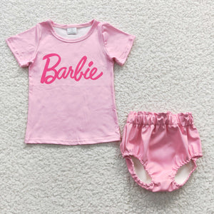 GBO0150 baby girl clothes summer bummies outfit (shirt+lether bummies)