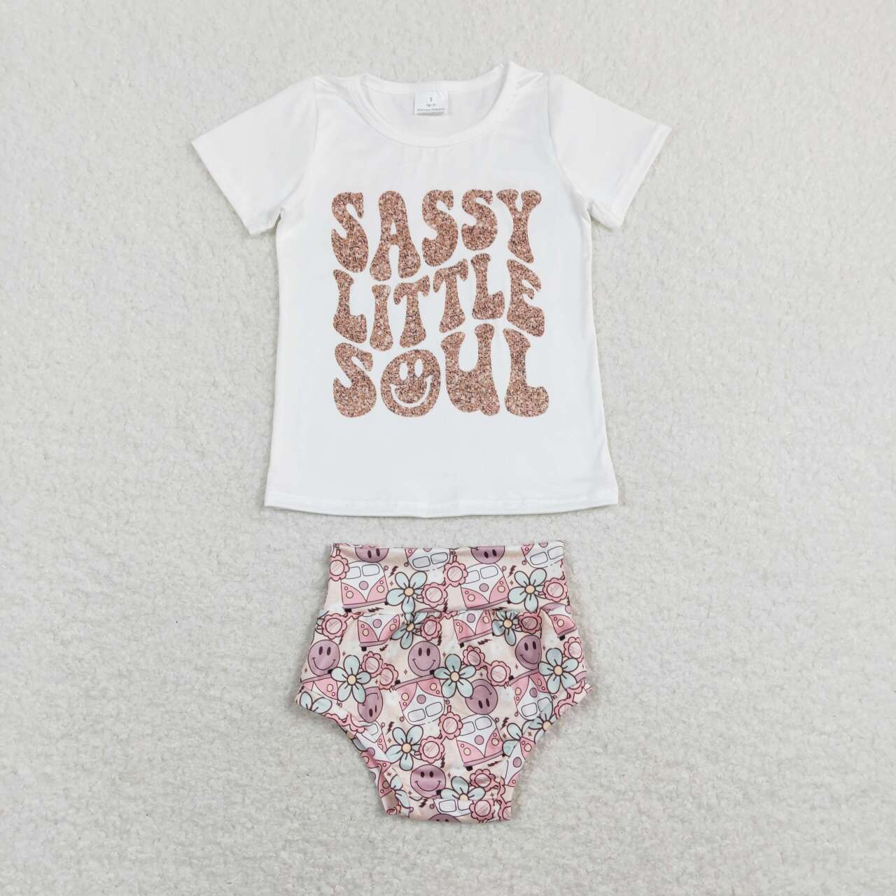 GBO0207 baby girl clothes sassy little soul girl summer bummies set