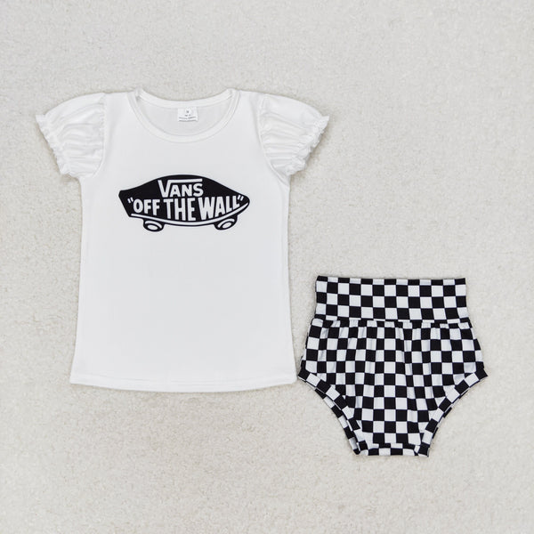 GBO0284 RTS baby girl clothes skateboard plaid girl summer bummies sets ¡ꡧprint¡ê?