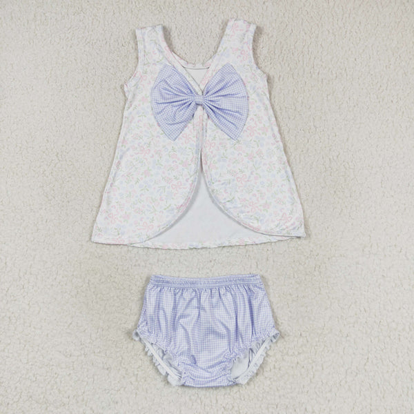 GBO0325 RTS baby girl clothes blue floral girl summer bummies sets