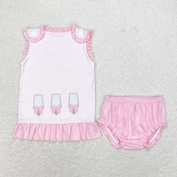 GBO0329 RTS baby girl clothes popsicle girl summer bummies sets embroidery