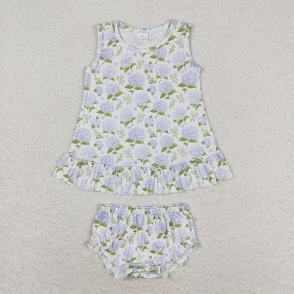 GBO0342 RTS baby girl clothes blue flower girl summer bummies sets