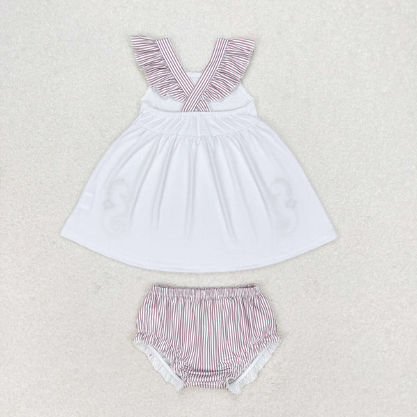 GBO0350 RTS baby girl clothes seahorse girl summer bummies sets ¡ꡧembroidery¡ê?