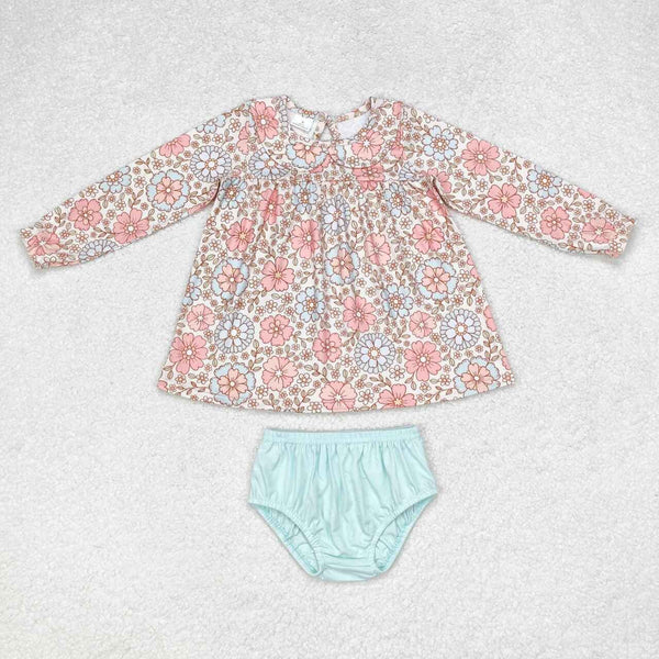 GBO0397 RTS  toddler girl clothes floral flower girl summer bummies set