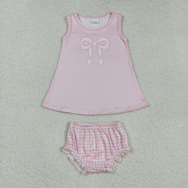 RTS kids matching clothing pink bows print clothing summer clothing-2025.8.25