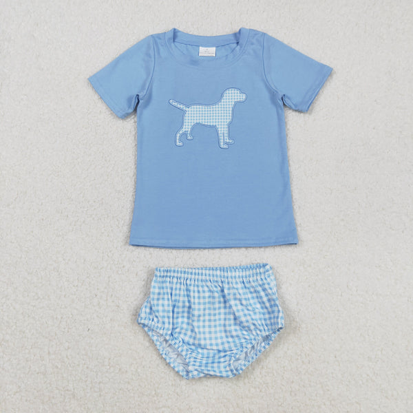 GBO0470 RTS  toddler boy clothes dog  boy summer bummies set