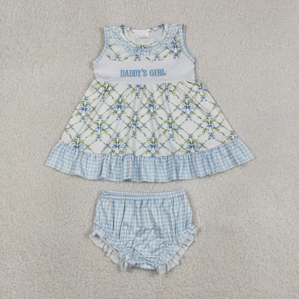 GBO0512 RTS  toddler girl clothes daddy’s girl girl summer embroidery bummies set