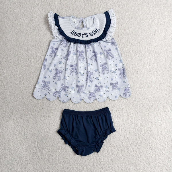 GBO0519 RTS toddler girl clothes daddy's smock girl girl summer bummies set