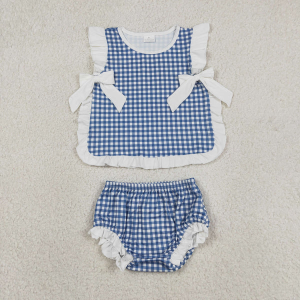 GBO0528 RTS toddler girl clothes gingham girl summer bummies set