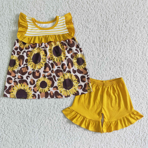 GSSO0069 kids clothing girl summer sunflower set-promotion 2024.7.20 $5.5