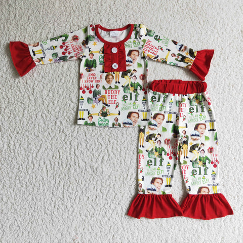 GLP0215 christmas pajamas green cartoon girl set-promotion 2024.10.19 $5.5