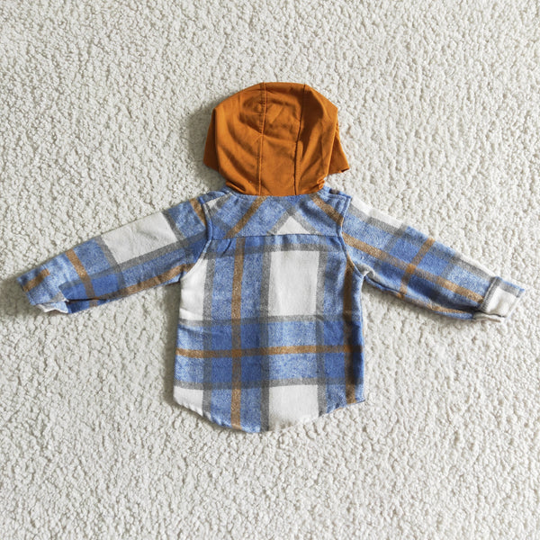 BT0208 baby boy clothes green plaid hoodies shirt