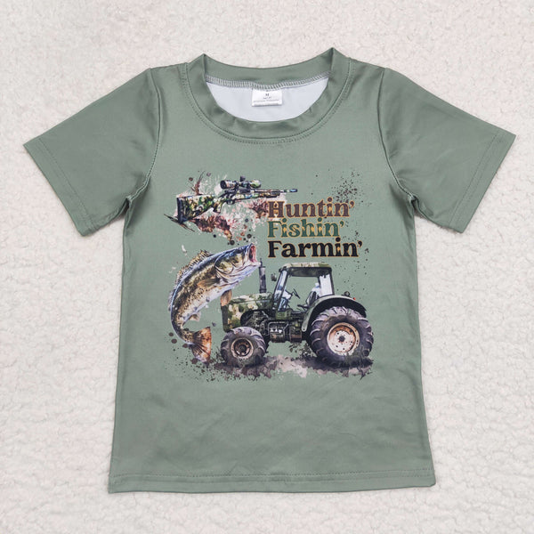 BT0344 baby boy clothes  huntin fishin farmin boy summer tshirt