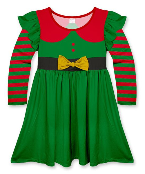 GLD0143 toddler girl dresses green christmas dress