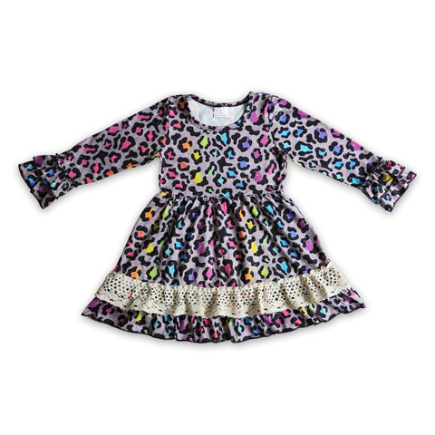 GLD0148 baby girl clothes leopard winter dress