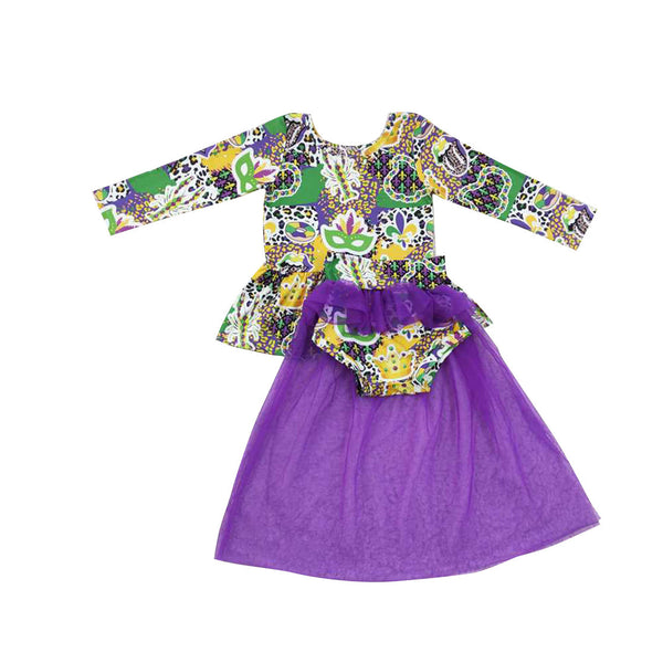 GLD0153 baby girl clothes purple tulle Mardi Gras set-promotion 2024.12.28 $5.5