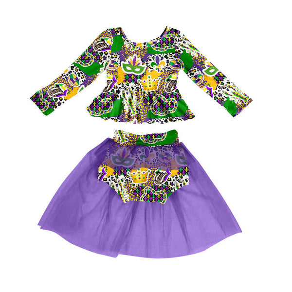 GLD0153 baby girl clothes purple tulle Mardi Gras set-promotion 2024.12.28 $5.5