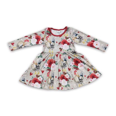 GLD0163 baby girl clothes chicken floral winter dress-promotion 2024.12.7 $5.5