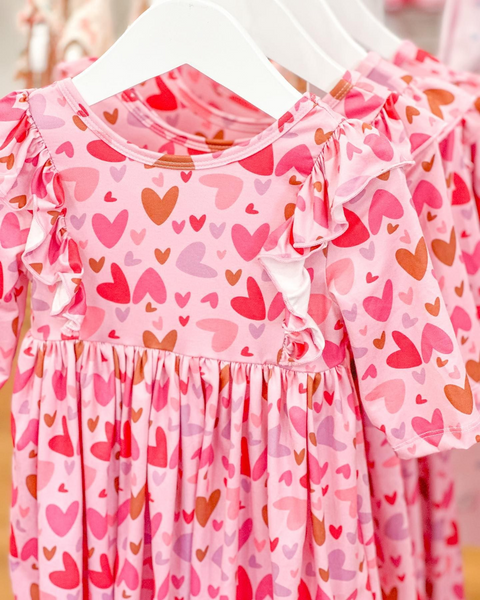 GLD0460 toddler girl clothes heart girl valentines day dress