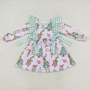 GLD0519 RTS toddler girl clothes cartoon  baby girl christmas  dress