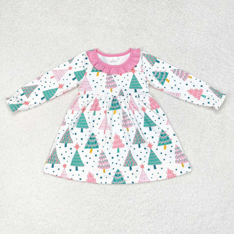 GLD0540 RTS toddler girl clothes christmas tree baby girl xmas winter dress