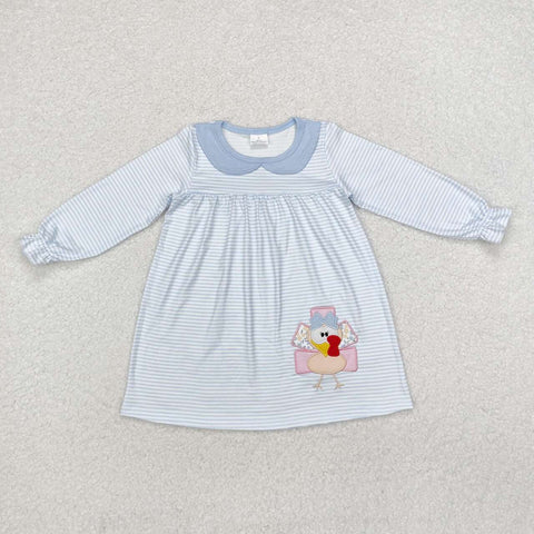 GLD0603 RTS  toddler girl clothes turkey girl thanksgiving winter dress embroidery