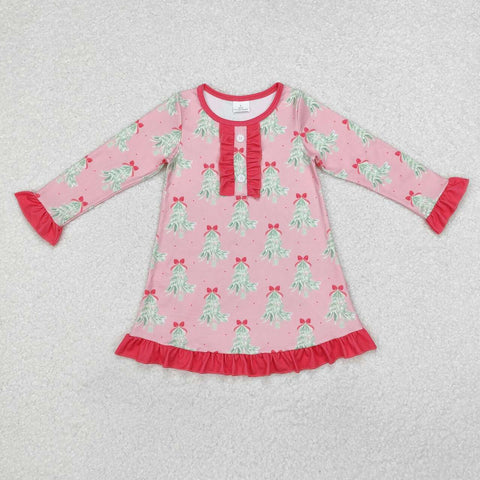 GLD0636 RTS toddler girl clothes trees girl christmas winter dress