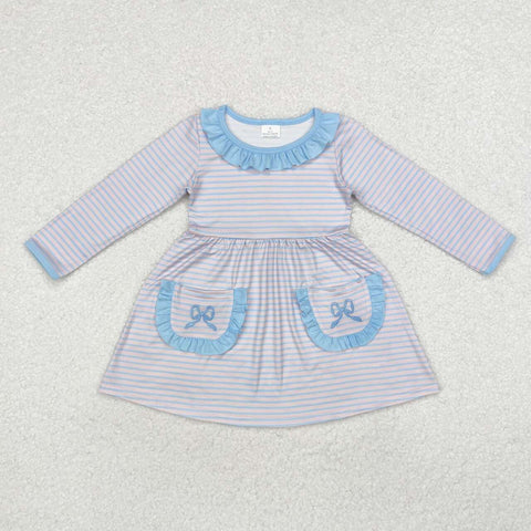 GLD0679 RTS toddler girl clothes bow girl winter dress-embroidery