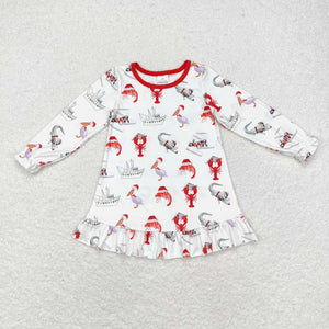 GLD0687 RTS toddler girl clothes crawfish girl winter dress