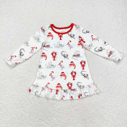 GLD0687 RTS toddler girl clothes crawfish girl winter dress