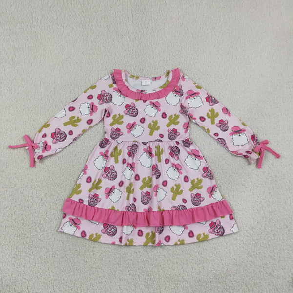 RTS GLD0753 baby girl clothes floral print long sleeve ruffle dress outfit