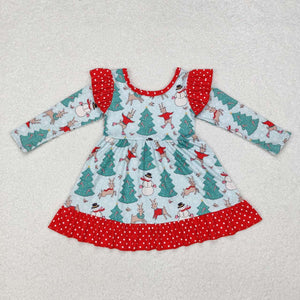 GLD0794 RTS toddler girl clothes snowman girl christmas winter dress