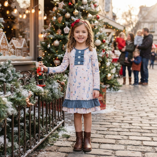 RTS GLD0874 baby girl clothes balloon print long sleeve tunic dress