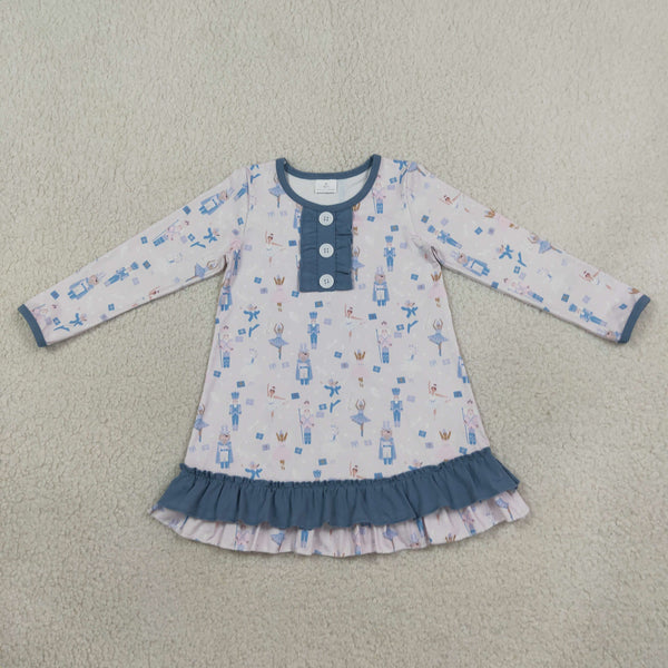 RTS GLD0874 baby girl clothes balloon print long sleeve tunic dress