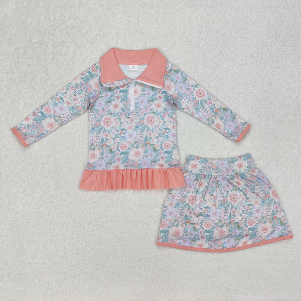 GLD1010 RTS  girl clothes floral girl skirt outfit